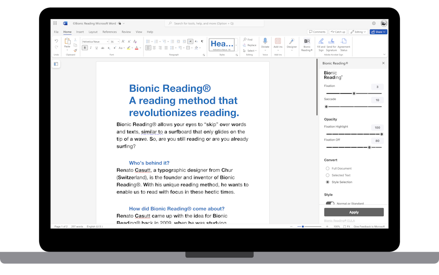 Bionic Reading® for Microsoft Word